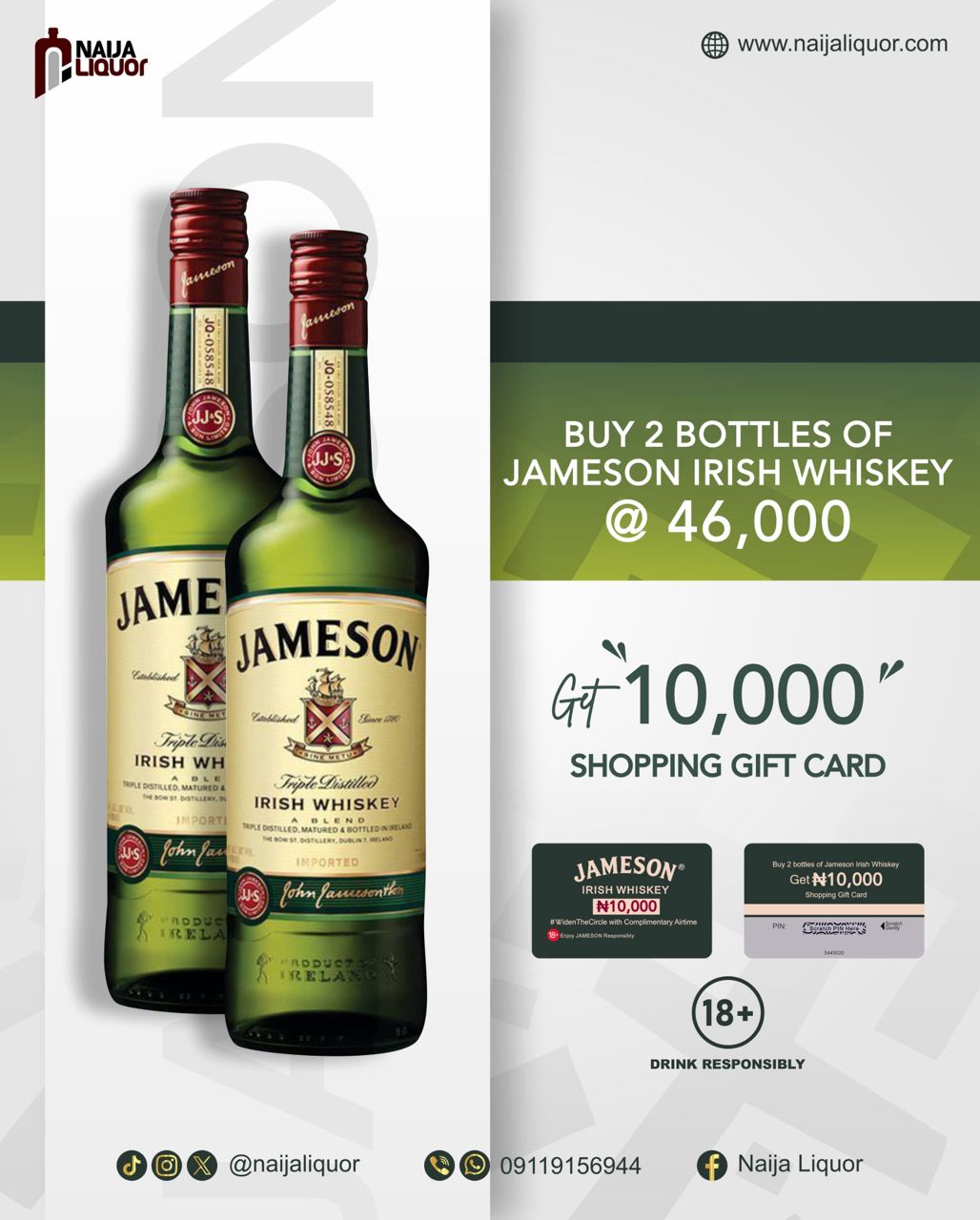 Buy 2 Bottles of Jameson Whiskey