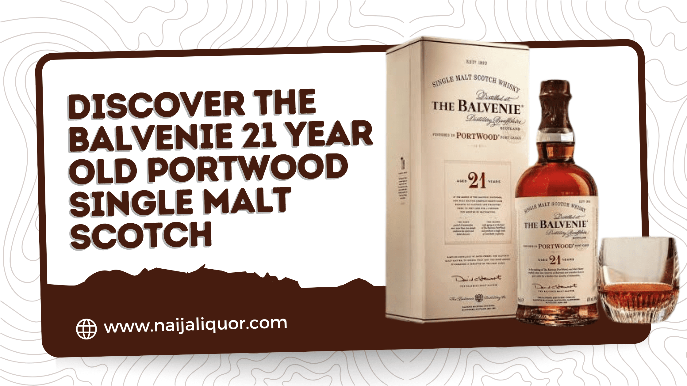 A bottle of The Balvenie 21 Year Old Portwood Single Malt Scotch