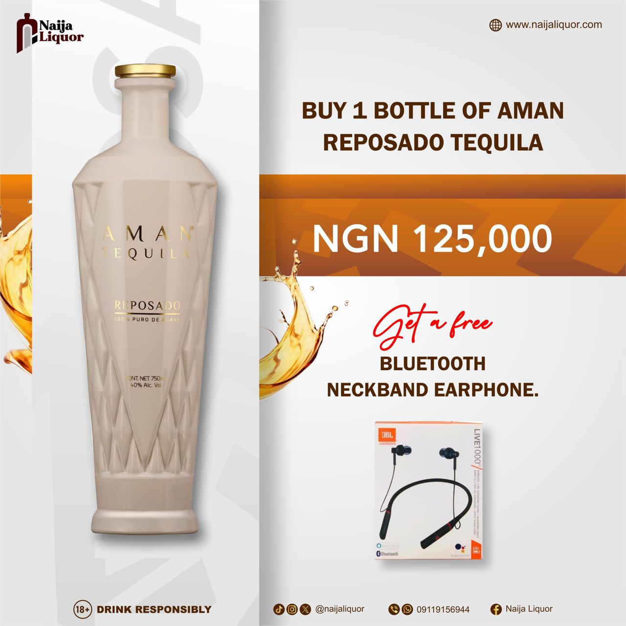 Buy 1 Bottle of Aman Reposado Tequila
