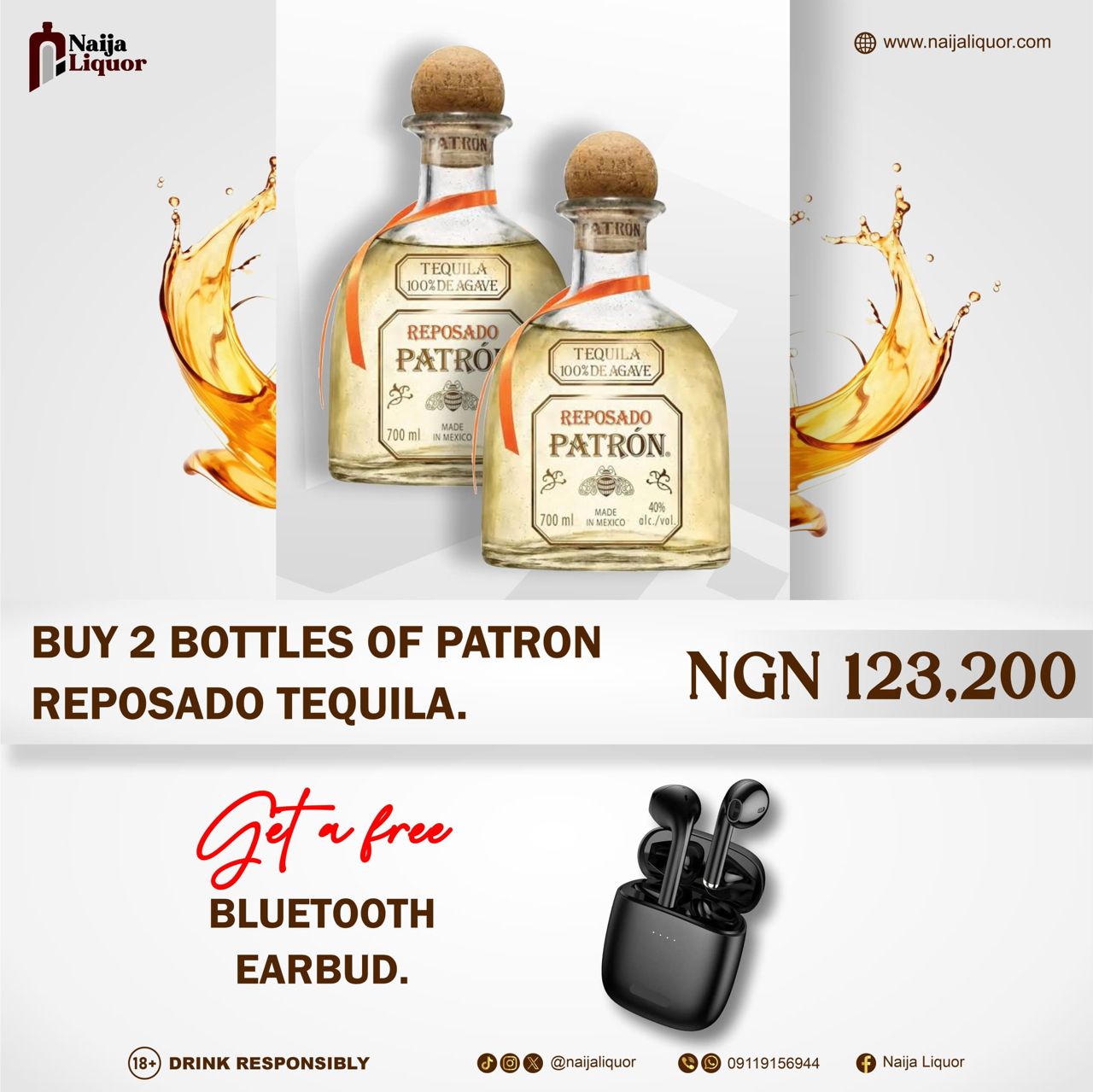 Buy 2 Bottles of Patron Reposado Tequila