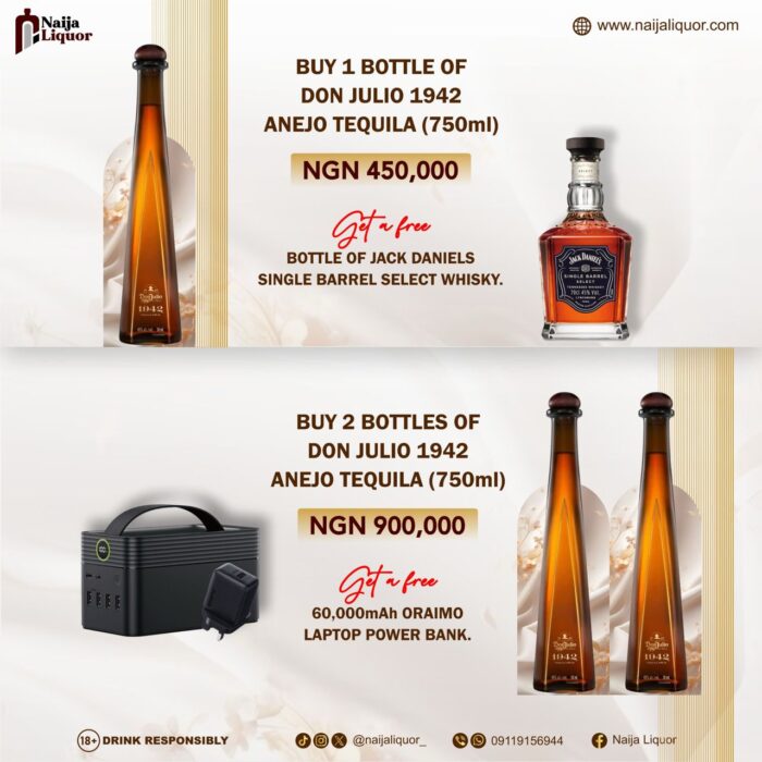 Buy 1 Bottle of Don Julio 1942 Anejo Tequila and get a free bottle of Jack Daniels Single Barrel Select Whisky
